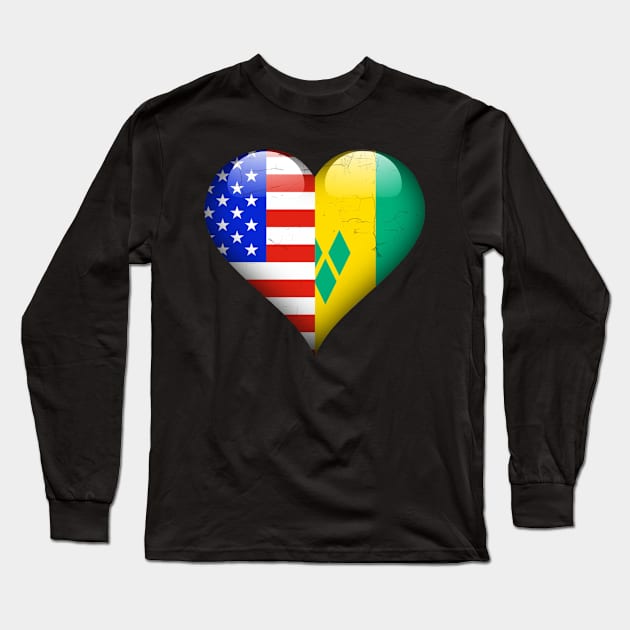 Half American Half Saint Vincentian - Gift for Saint Vincentian From St Vincent And The Grenadines Long Sleeve T-Shirt by Country Flags